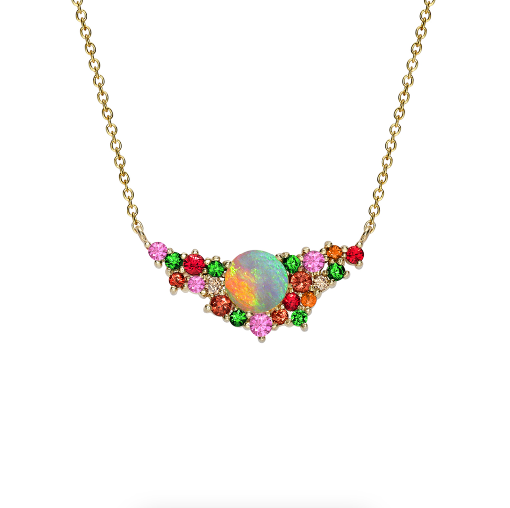 Multi Gem Harlequin Pendant Necklace