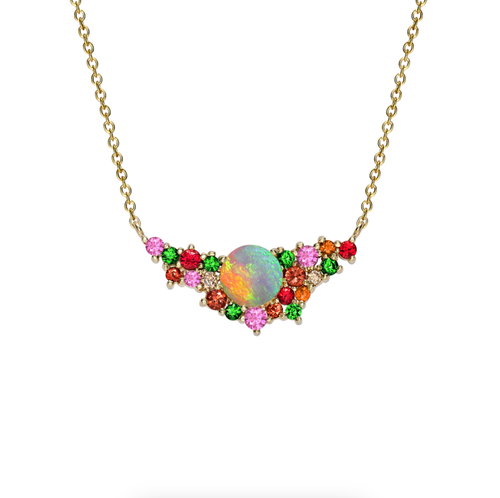 Multi Gem Harlequin Pendant Necklace