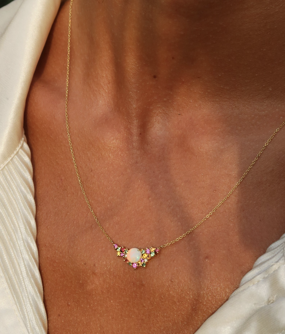 Multi Gem Harlequin Pendant Necklace