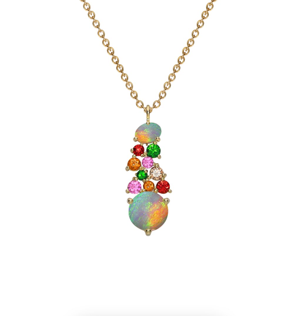Multi Gem Harlequin Pendant Necklace