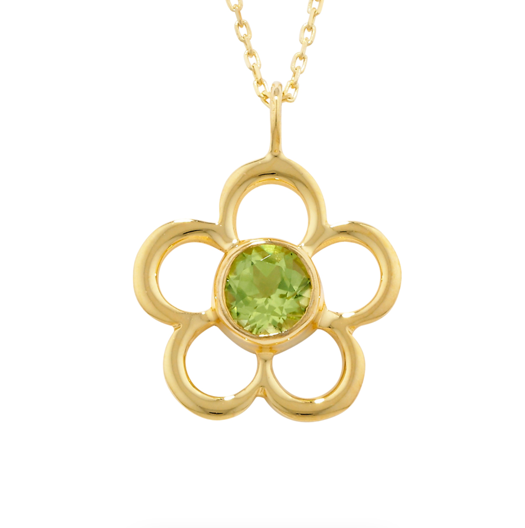 Peridot Flower Pendant Necklace