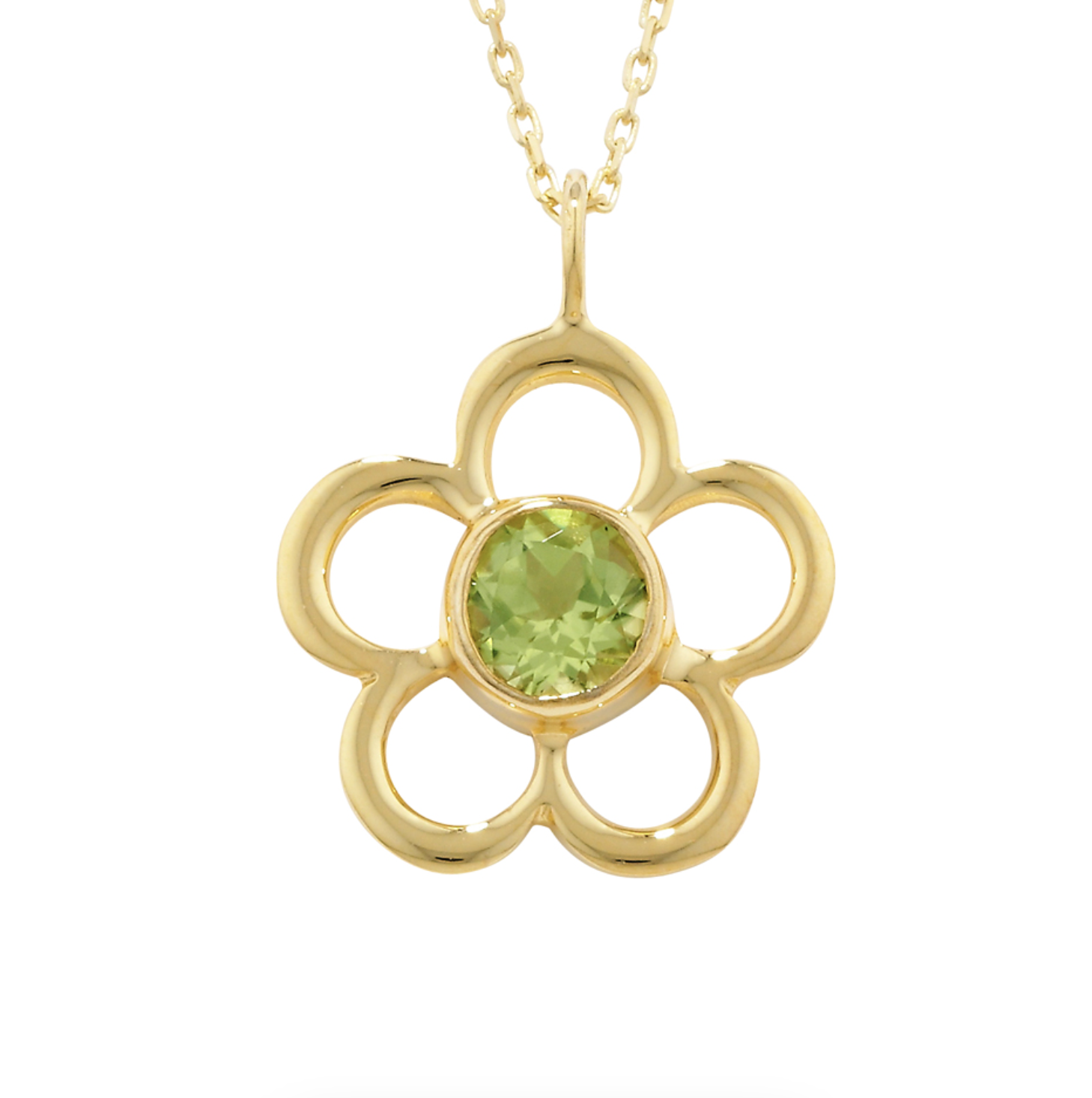 Peridot Flower Pendant Necklace