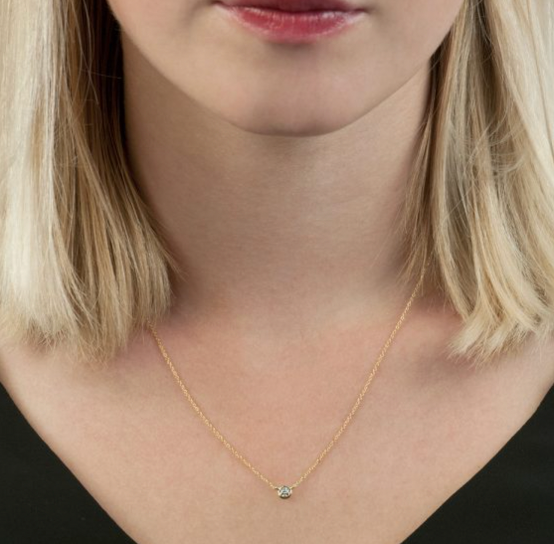 Single Diamond Pendant Necklace