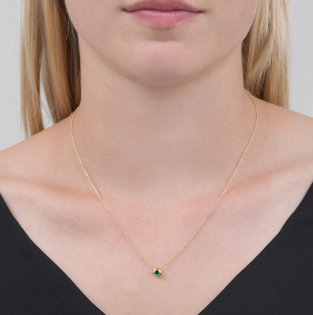 Single Emerald Pendant Necklace